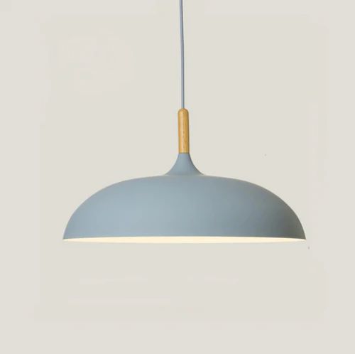 Pastel Metal and Wood Pendant Light with Adjustable Cord