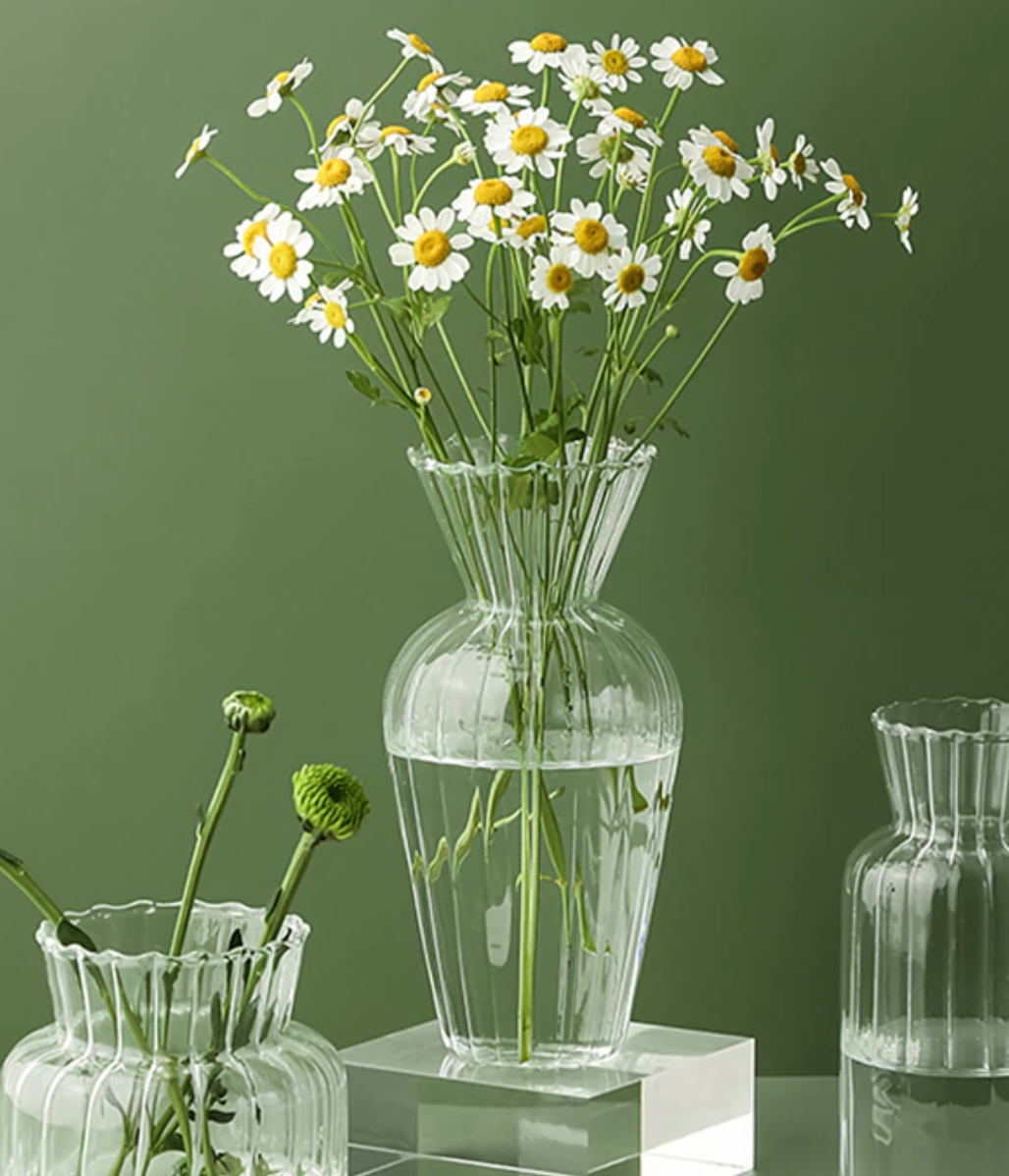 Textured Petal Glass Vase for Elegant Home Decor