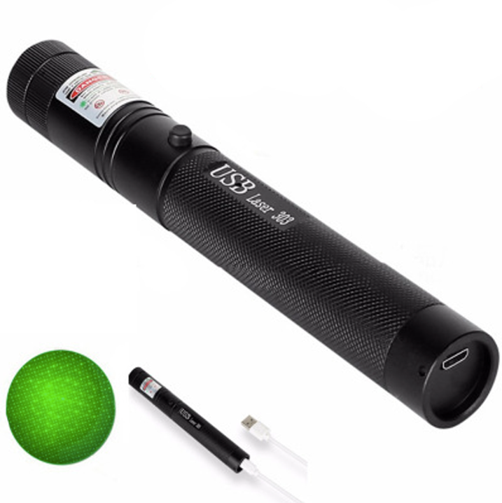 Rechargeable USB Laser Pointer with Adjustable Focus and Safety Lock