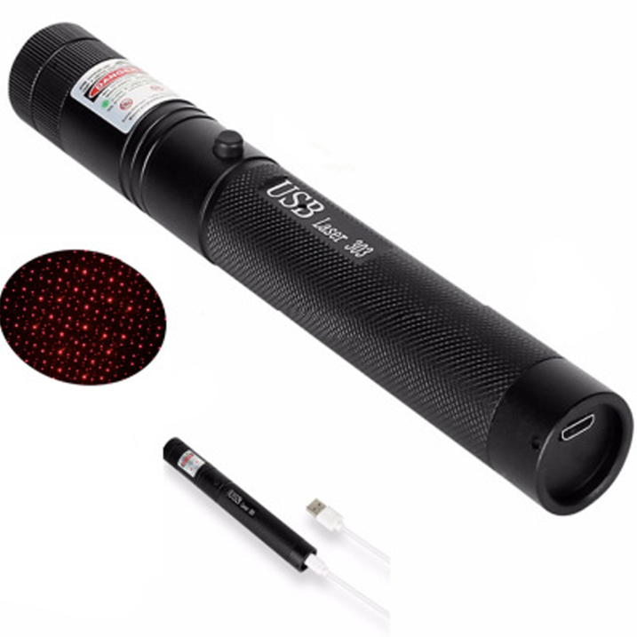 Rechargeable USB Laser Pointer with Adjustable Focus and Safety Lock