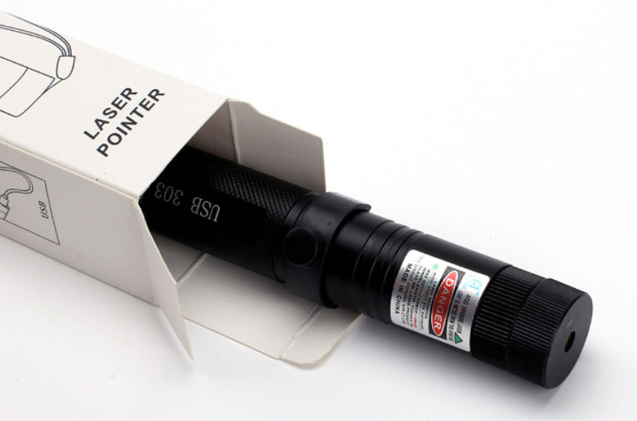 Rechargeable USB Laser Pointer with Adjustable Focus and Safety Lock