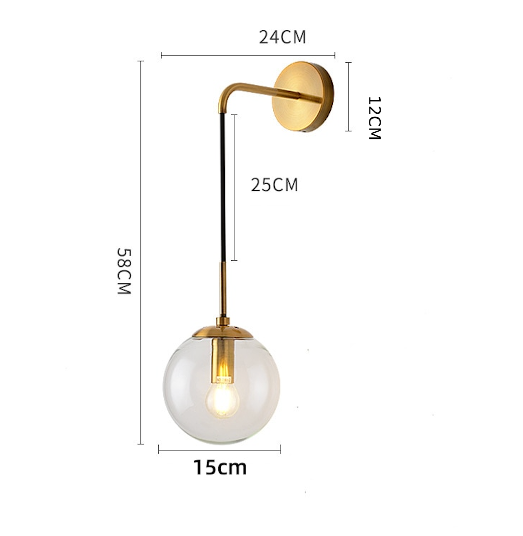 Stella Modern Hanging Wall Light in Brass and Glass