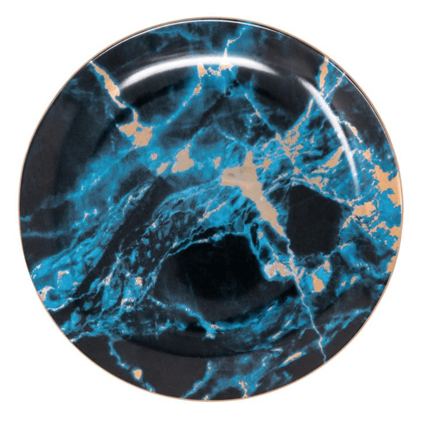 Luxury Marble Pattern Porcelain Plates with Gold Accents