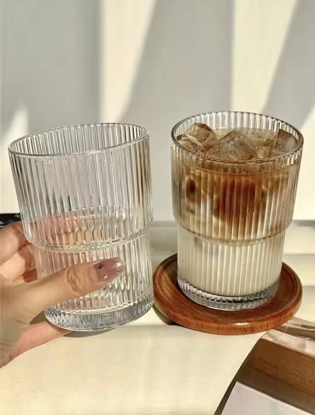 Ribbed Glasses Set - 6Pc, 450ml Capacity