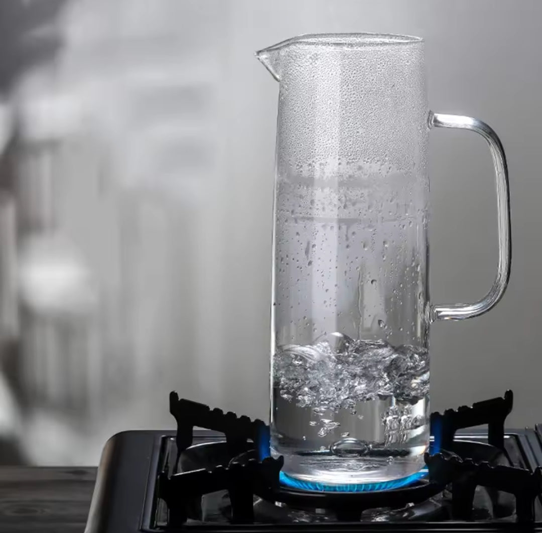 1.2L Heat-Resistant Glass Jug with Bamboo Lid