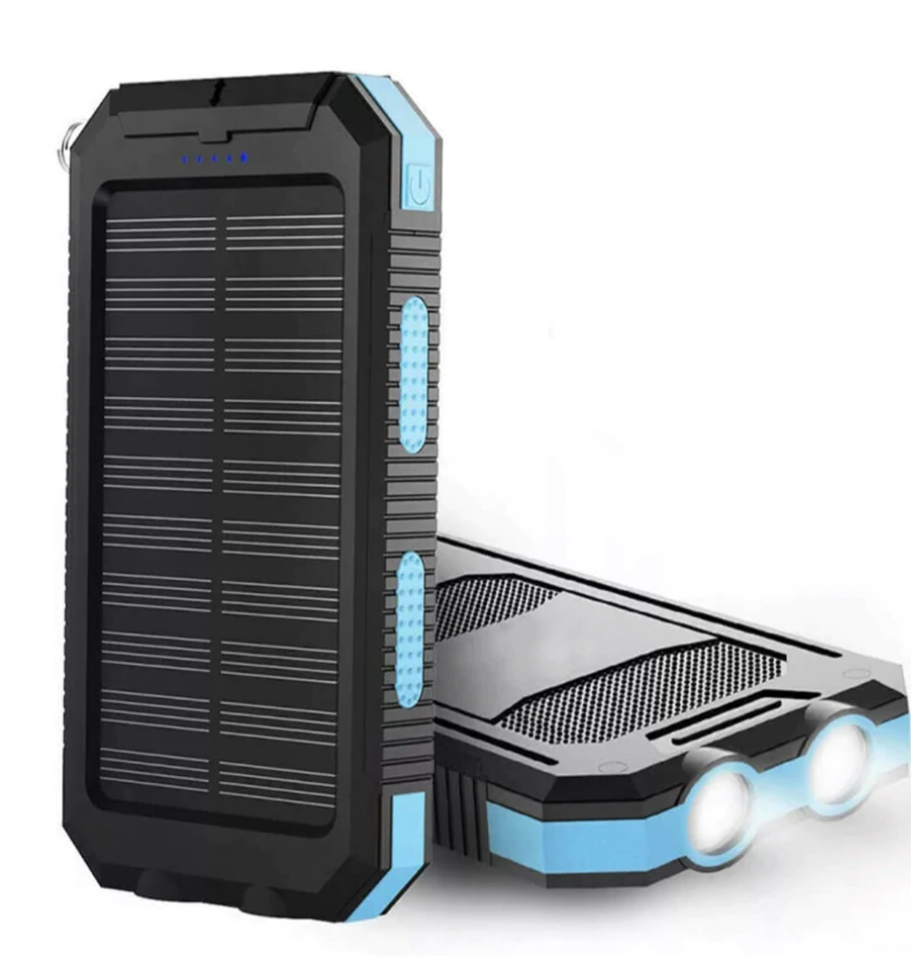 Solar Power Bank 20000mAh Waterproof Shockproof Portable Charger with LED Flashlight