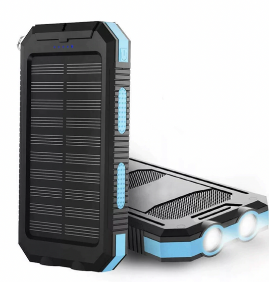 Solar Power Bank 20000mAh Waterproof Shockproof Portable Charger with LED Flashlight
