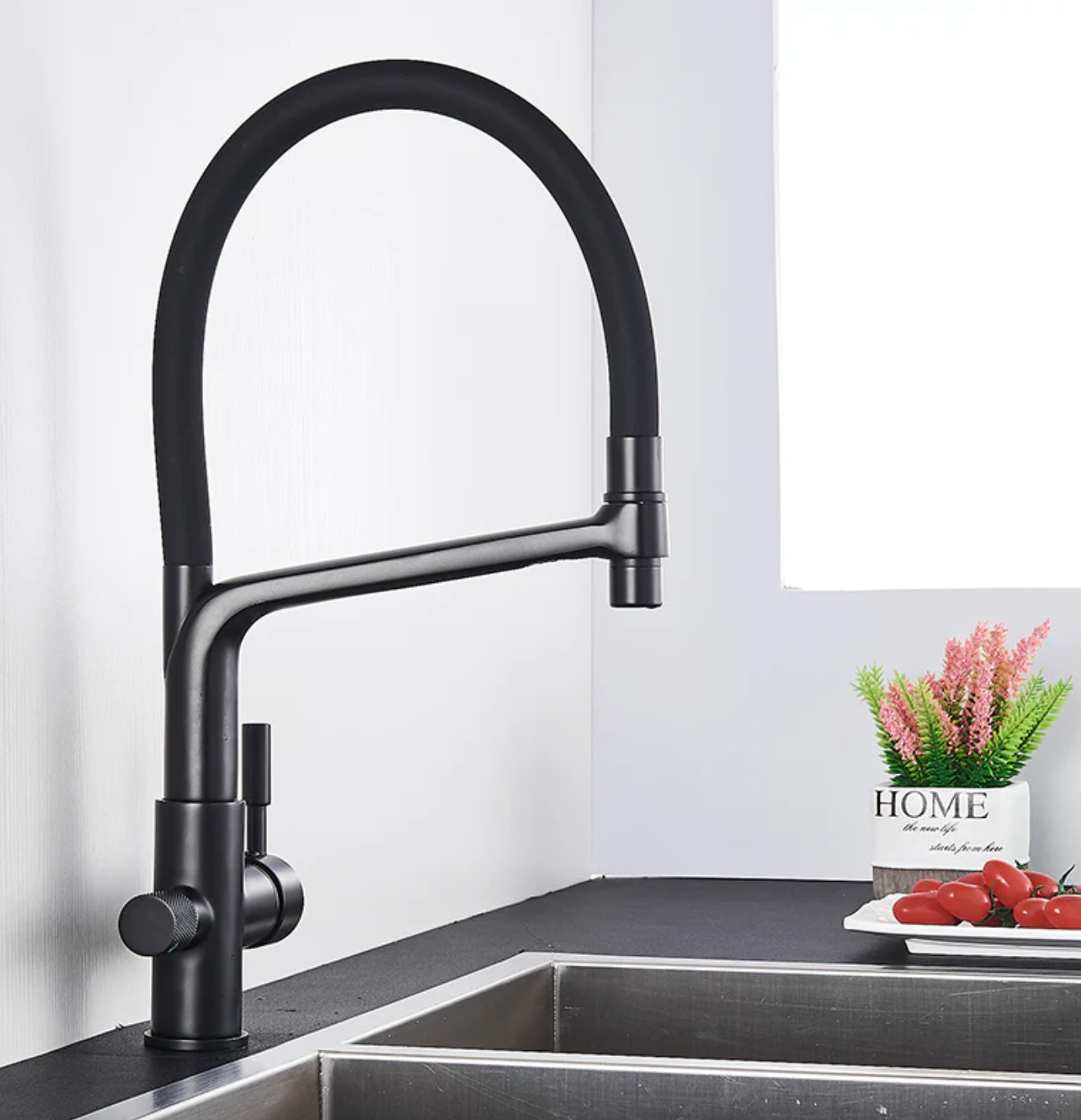 Pull Down Brass Drinking Water Faucet with Hot and Cold Function