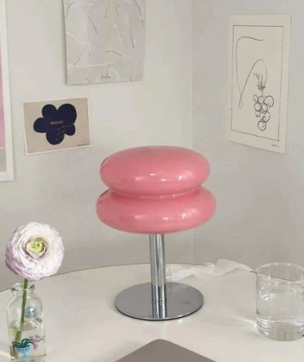 Dimmable Pink Glass Retro Table Lamp with USB Charging