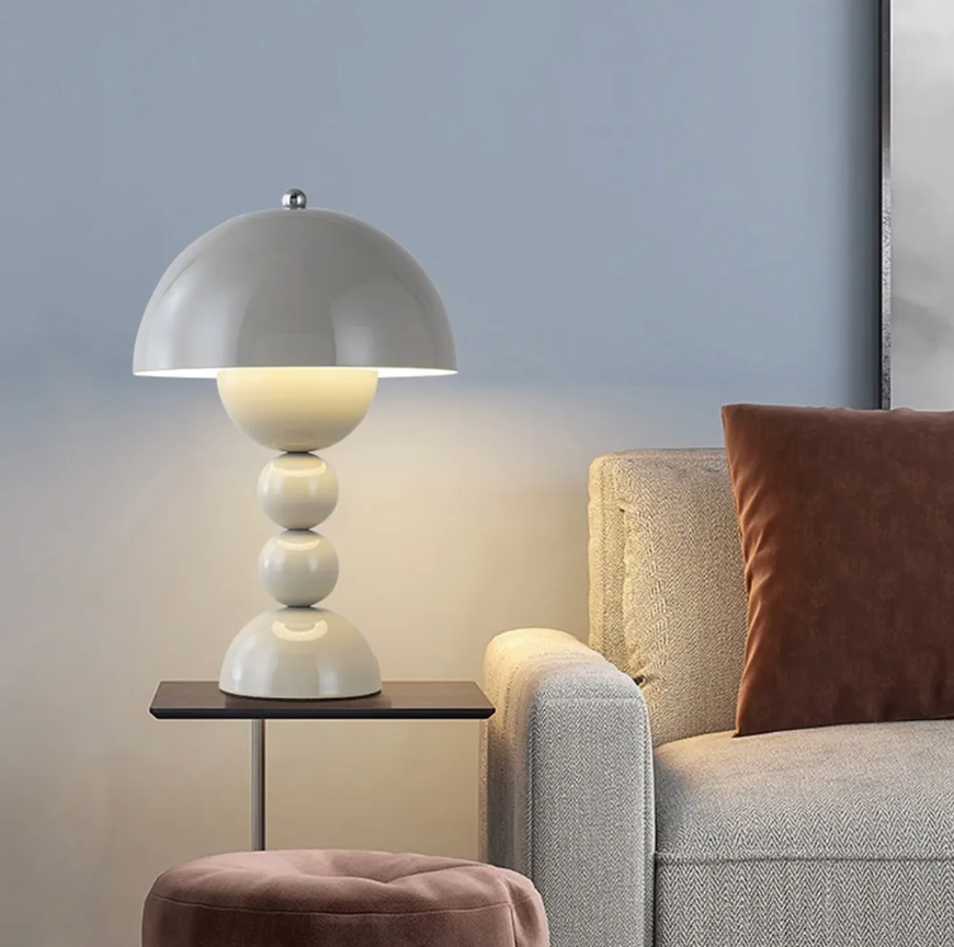 Dimmable Mushroom LED Table Lamp - USB Rechargeable Scandinavian Design