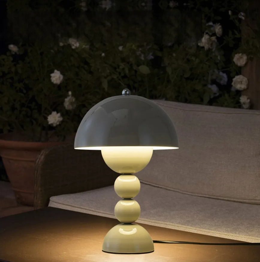 Dimmable Mushroom LED Table Lamp - USB Rechargeable Scandinavian Design