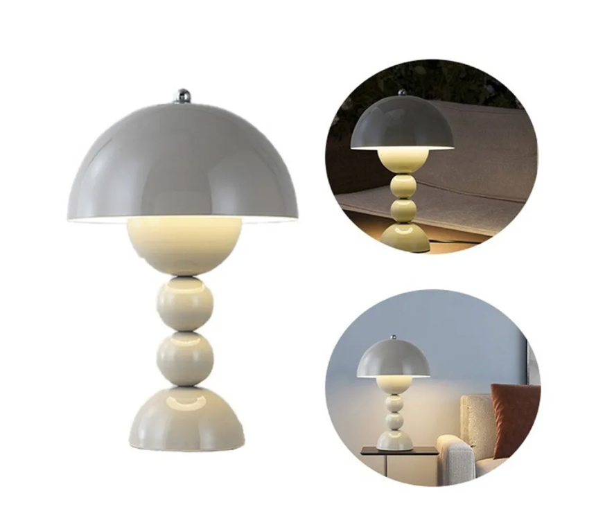 Dimmable Mushroom LED Table Lamp - USB Rechargeable Scandinavian Design