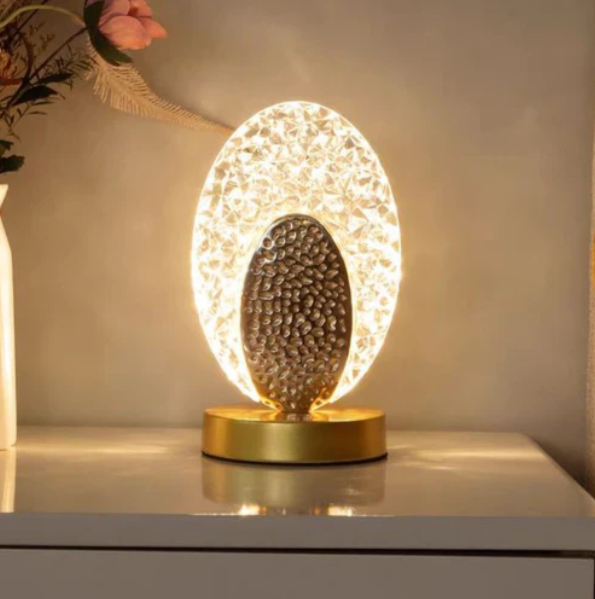 Peacock Design Table Lamp with Gold Base