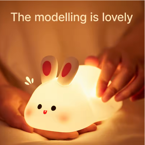 Dimmable Bunny LED Night Light - Rechargeable Silicone Design