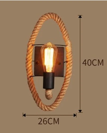 Vintage Rope Wall Light with E27 Base