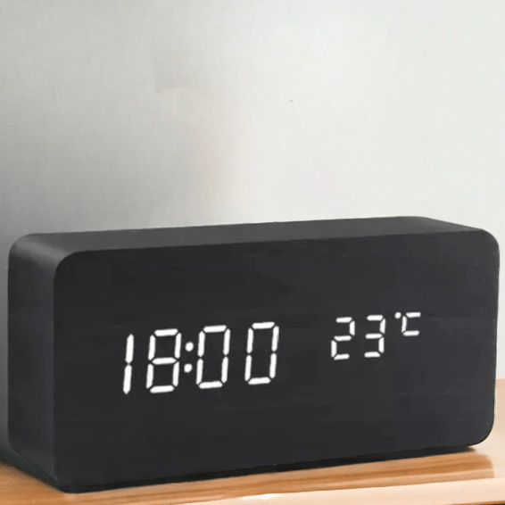 Wood LED Digital Alarm Clock with Voice Activation
