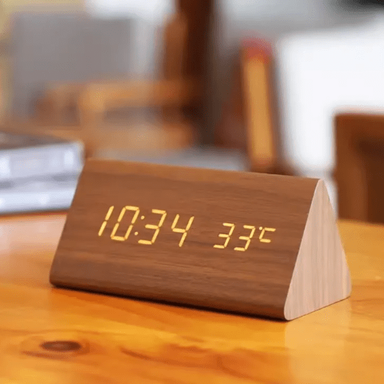 Voice-Controlled LED Wooden Alarm Clock