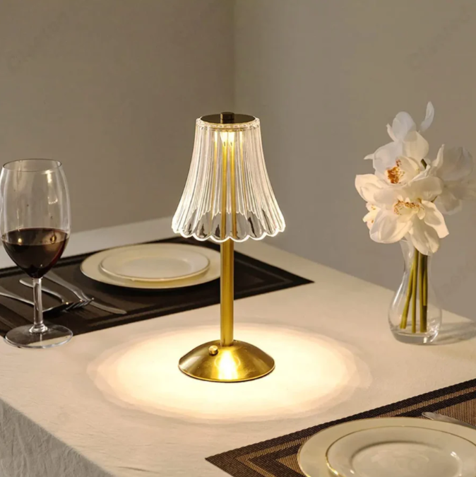 Cordless Crystal Table Lamp with Dimming Function