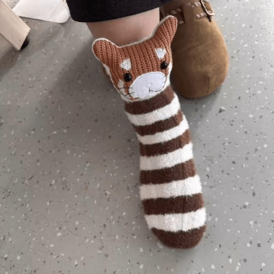Cozy 3D Animal House Socks with Non-Slip Sole