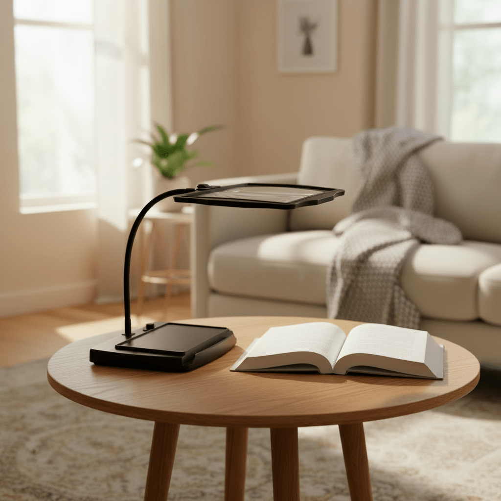 LED Table Magnifier with 3x Magnification and Adjustable Arm
