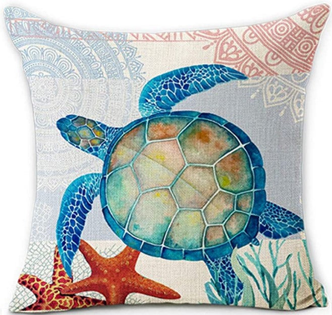 Aquatic Linen Pillow Covers 18x18 Inches