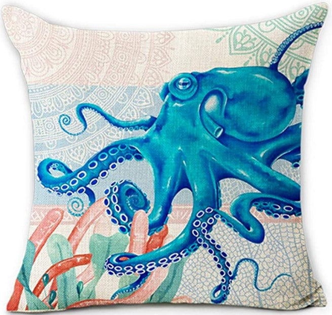 Aquatic Linen Pillow Covers 18x18 Inches