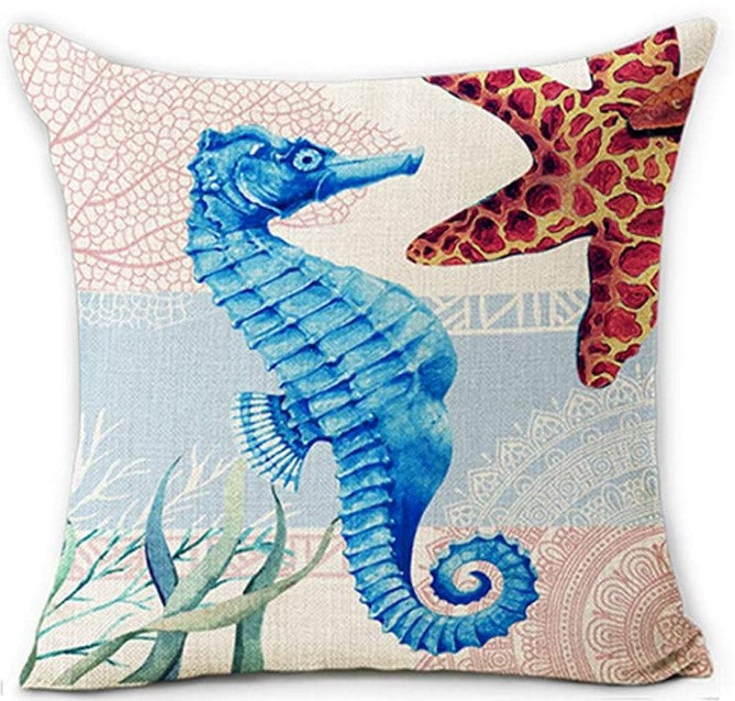 Aquatic Linen Pillow Covers 18x18 Inches