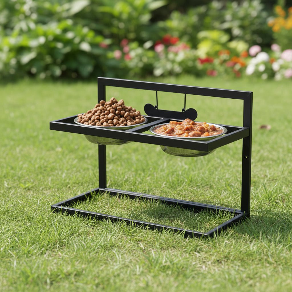Ergonomic Raised Feeding Station for Large Dogs with Stainless Steel Bowls