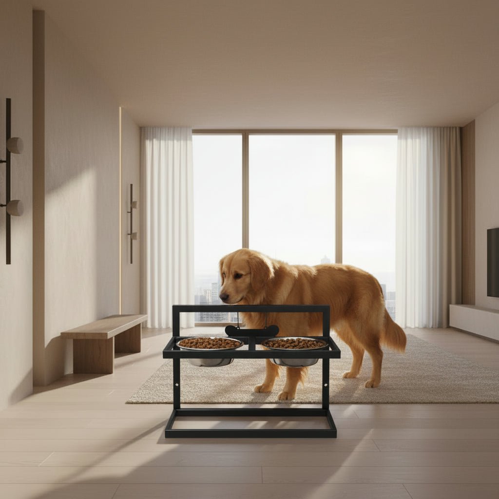 Ergonomic Raised Feeding Station for Large Dogs with Stainless Steel Bowls