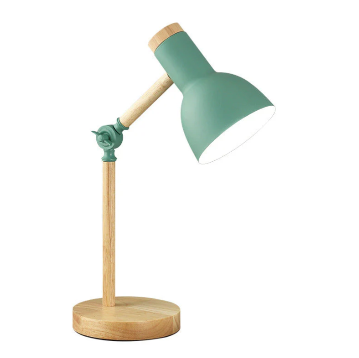 Scandinavian Wooden Table Lamp with Adjustable Head