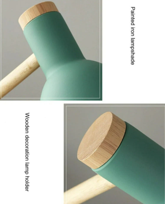 Scandinavian Wooden Table Lamp with Adjustable Head