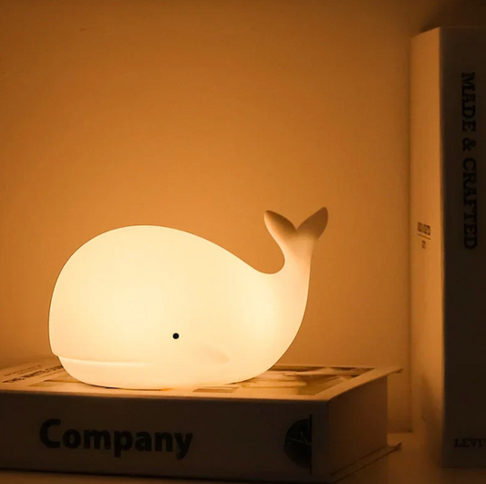 Color Changing Whale Night Light - Rechargeable Silicone Mood Lamp