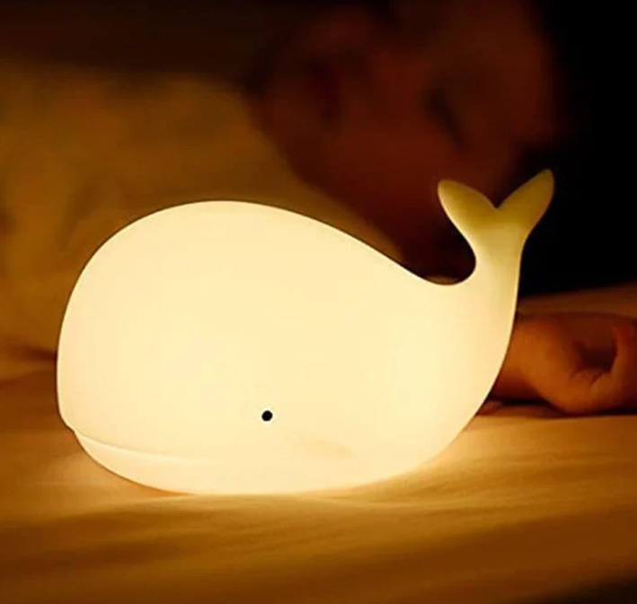 Color Changing Whale Night Light - Rechargeable Silicone Mood Lamp