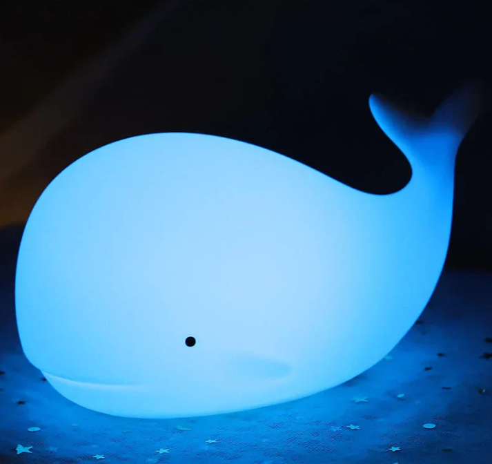 Color Changing Whale Night Light - Rechargeable Silicone Mood Lamp