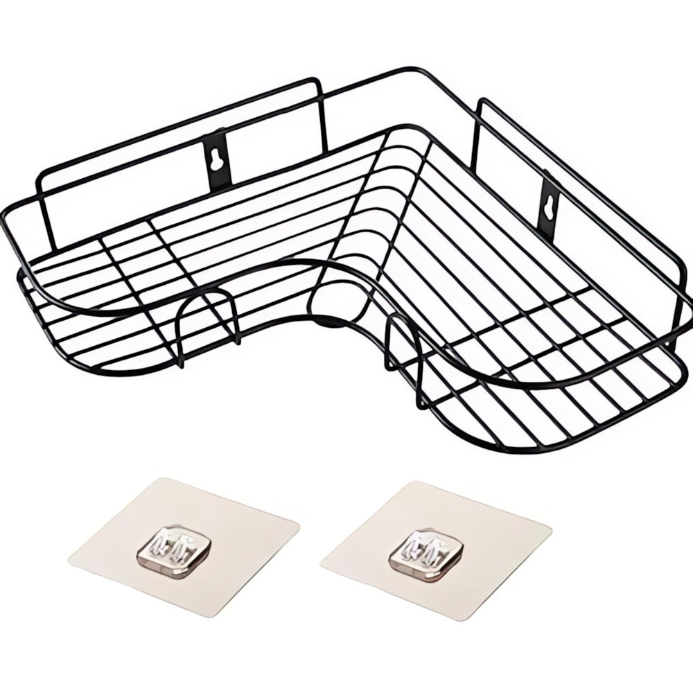 Corner-Mounted Stainless Steel Bathroom Organizer Rack