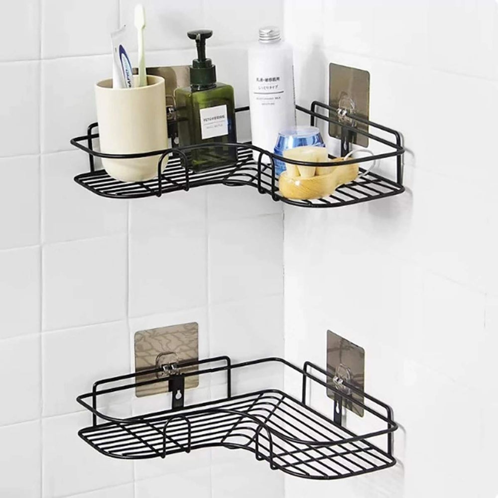 Corner-Mounted Stainless Steel Bathroom Organizer Rack