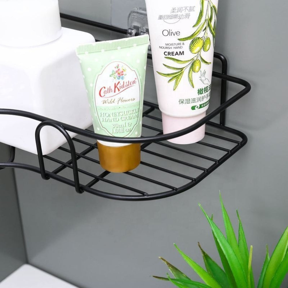 Corner-Mounted Stainless Steel Bathroom Organizer Rack