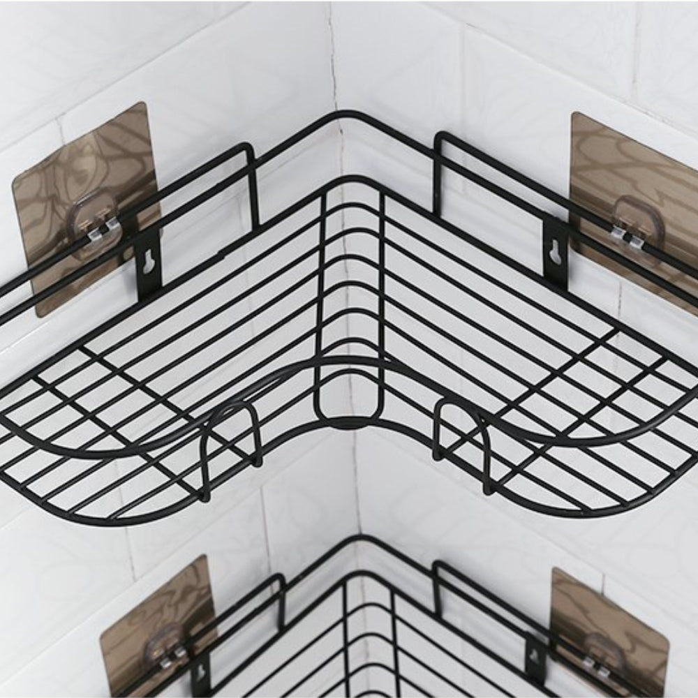 Corner-Mounted Stainless Steel Bathroom Organizer Rack