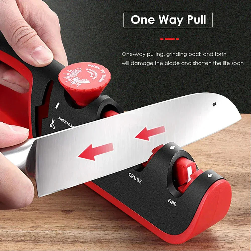 4-in-1 Knife Sharpener with Adjustable Angle and Non-Slip Base