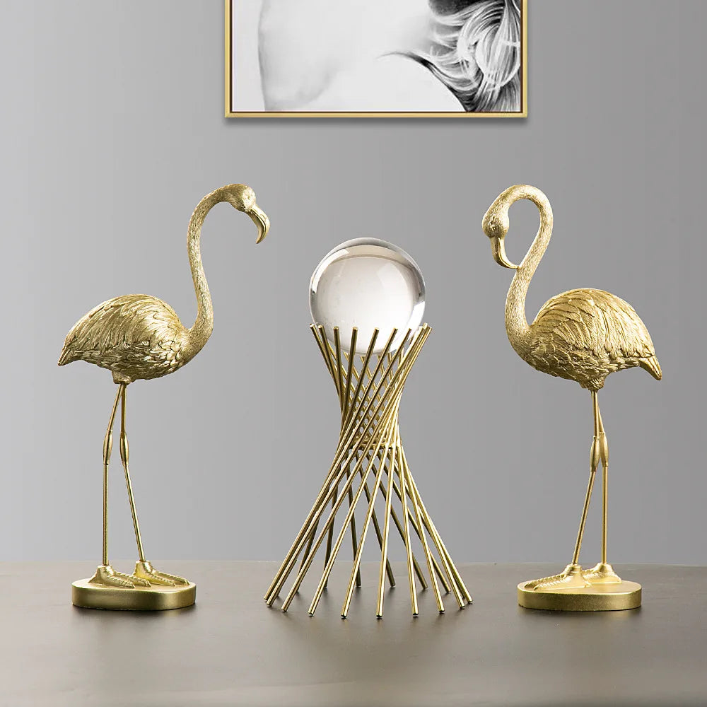 Modern Resin Flamingo Figurine Sculpture for Home and Office Decor