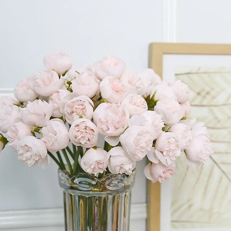 Silk Peony Wedding Bouquet with 27 Realistic Blooms