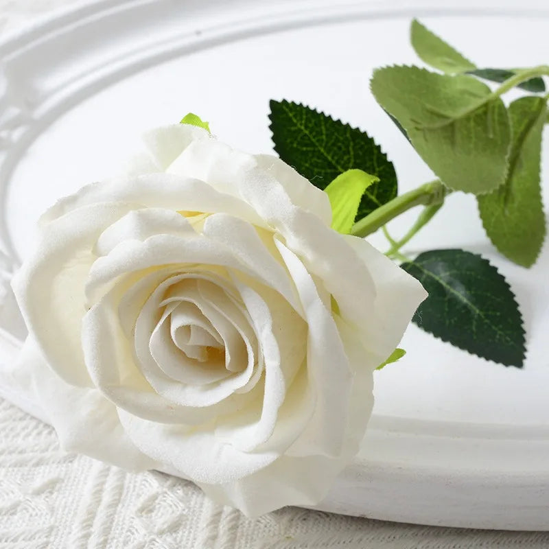 Realistic Velvet Silk Rose Bouquet - 20 Artificial Flowers for Weddings and Events