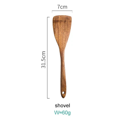 Acacia Wood Kitchen Utensil Set with Display Stand