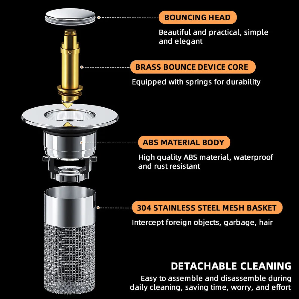 Stainless Steel Pop-Up Sink Strainer and Drain Filter