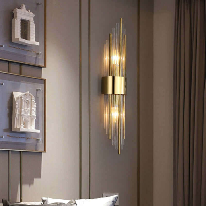 Art Deco Gold Wall Lights with Up & Down Shades