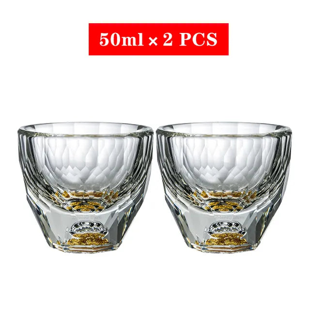Lead-Free Crystal Moutai Whiskey Glasses with 24K Gold Leaf Finish