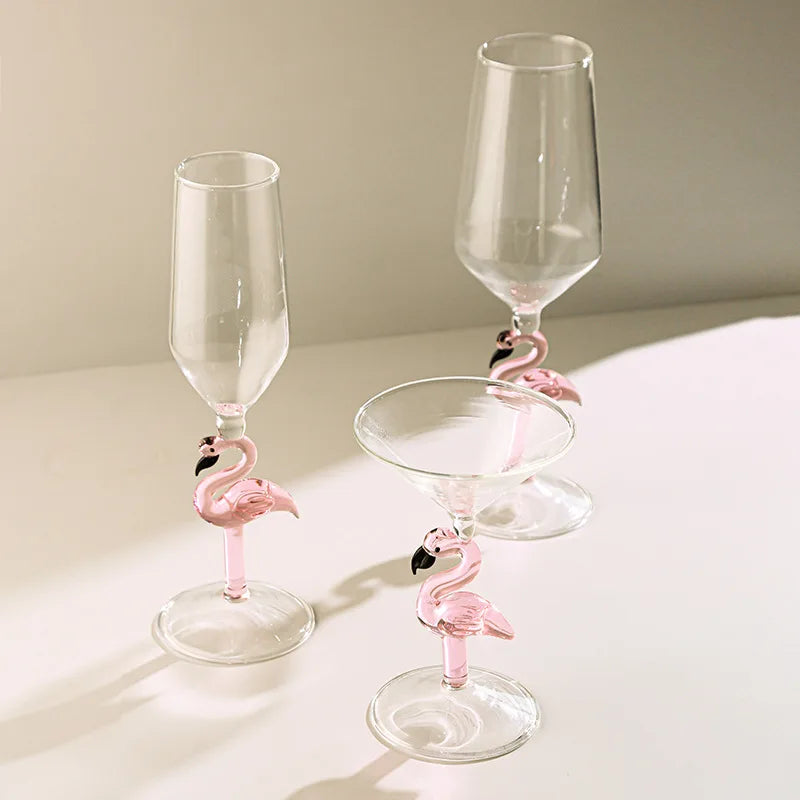 Flamingo Handle Glassware Set for Cocktails and Wine
