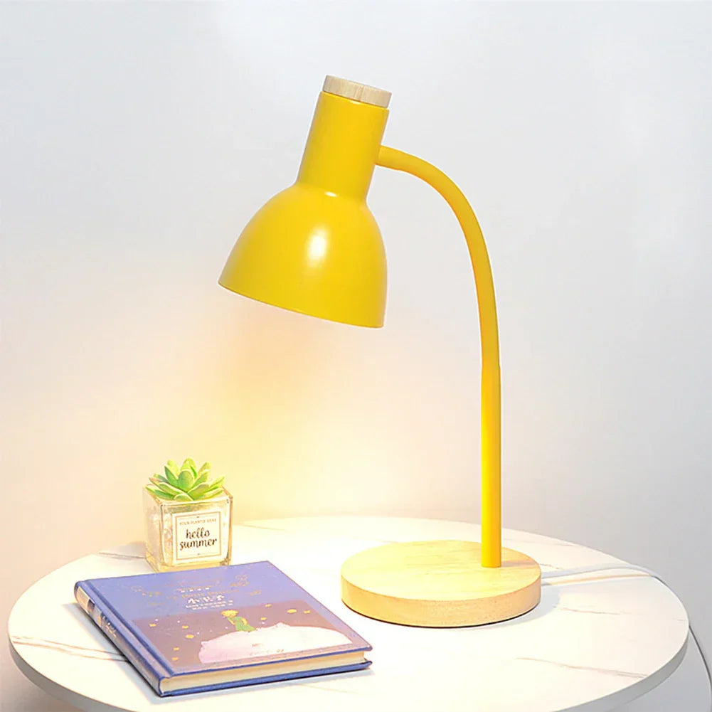 Scandinavian Wood and Iron LED Desk Lamp