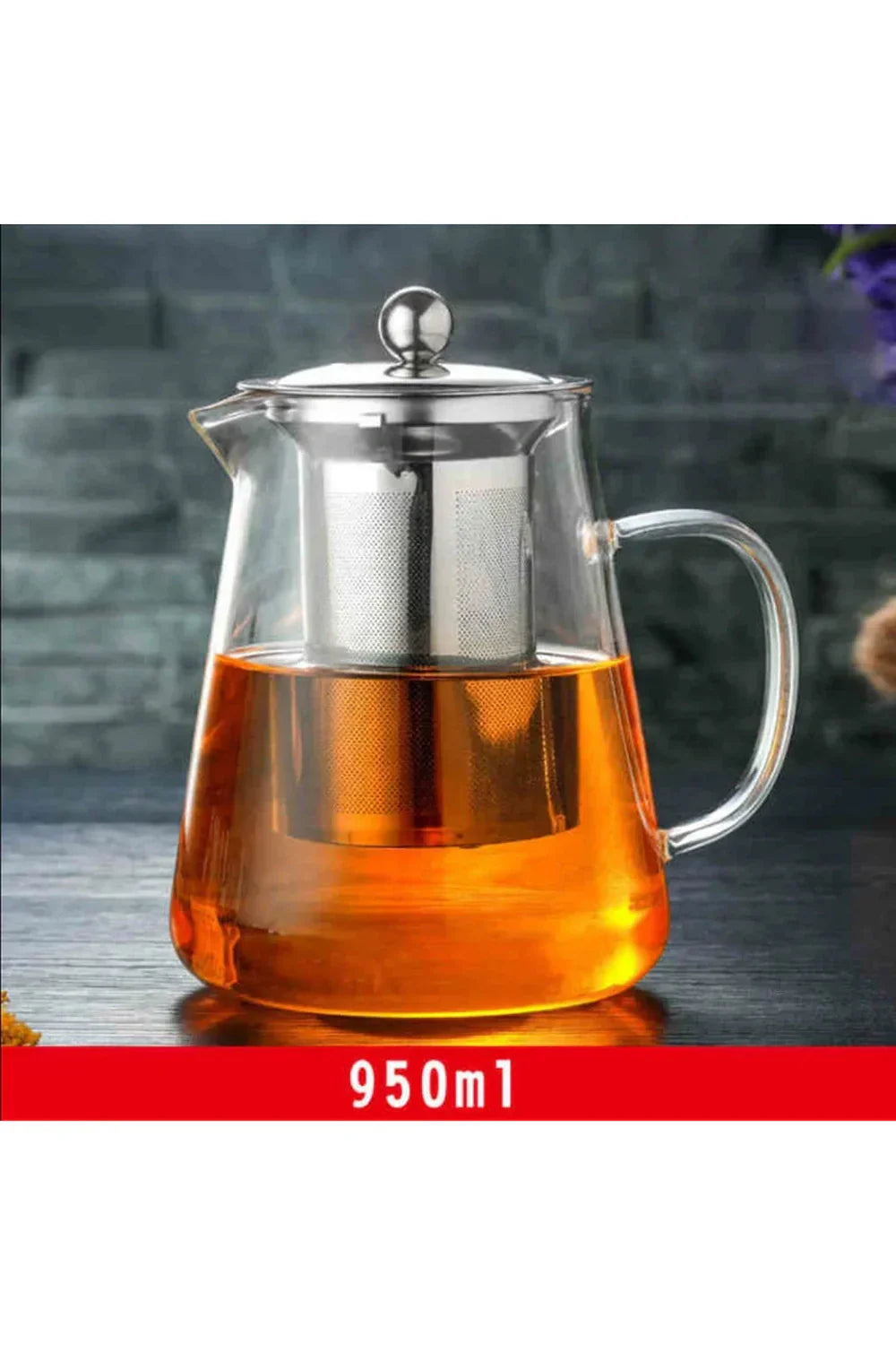 Stainless Steel Infuser Glass Teapot - 18.5 oz, 25.4 oz, 32 oz, 44 oz