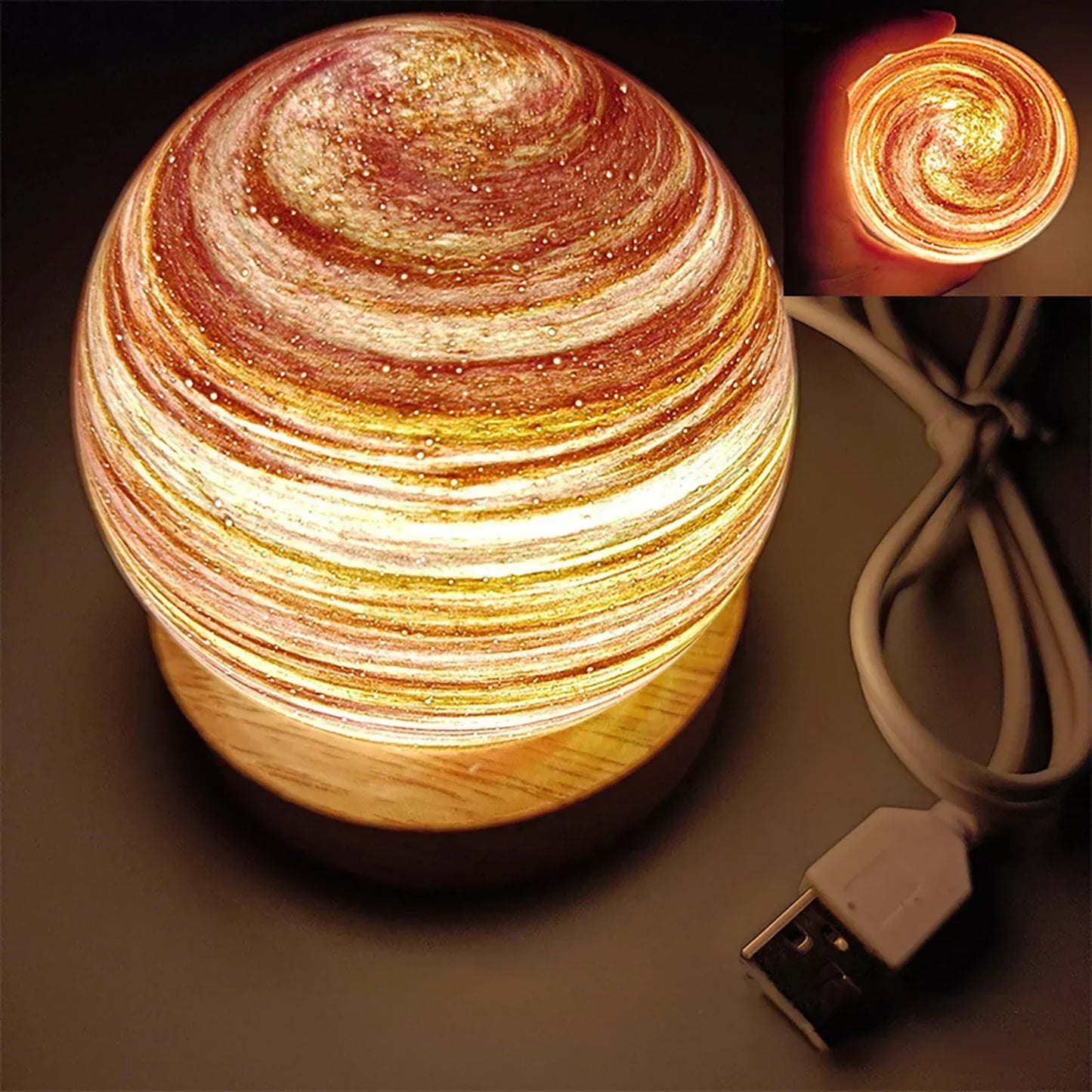 3D Crystal Planet Mini Night Lamp - LED Galaxy Decor